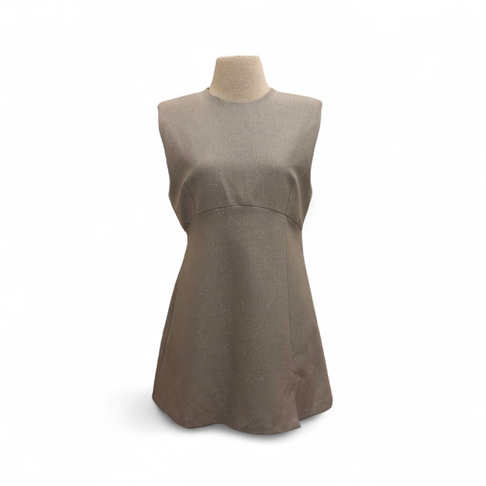 Zara NWT Blogger Favorite Shimmering Mini Dress W Structured Shoulder Pads Large